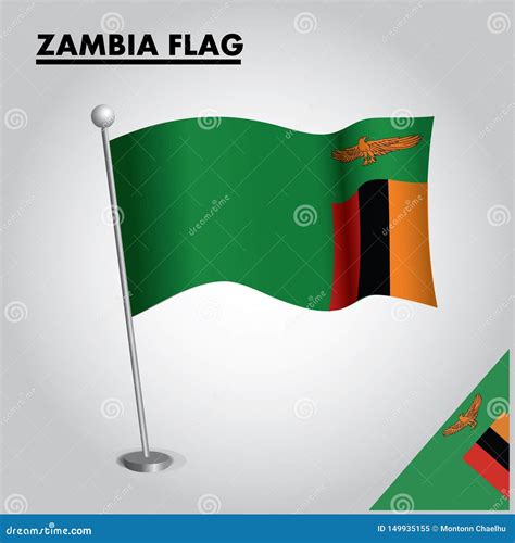 ZAMBIA Flag National Flag of ZAMBIA on a Pole Stock Vector - Illustration of koreaay, flag ...