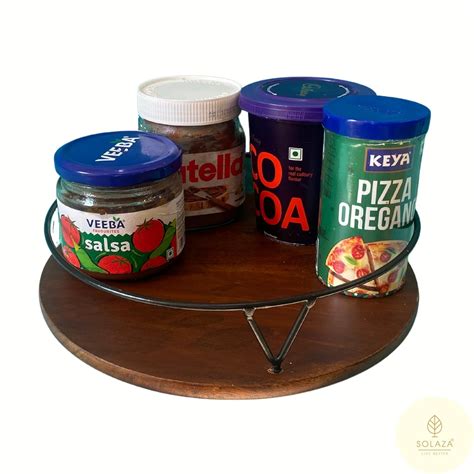 SOLAZA® Solid Hard Wood Lazy Susan in Teak Finish Kitchen Turntable for ...