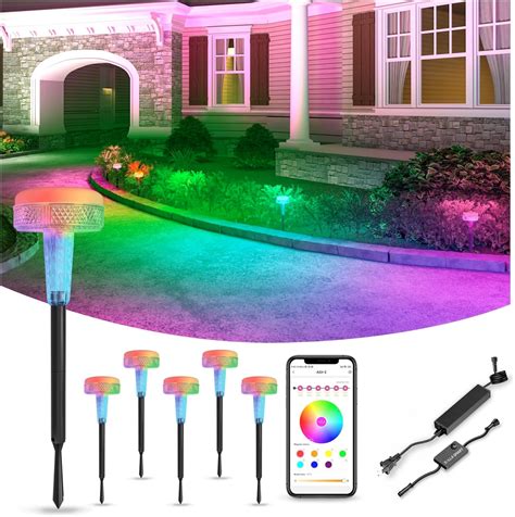 Smart Landscape Lights Outdoor 6 Packs, 24W 2400lm RGB Pathway Lights ...