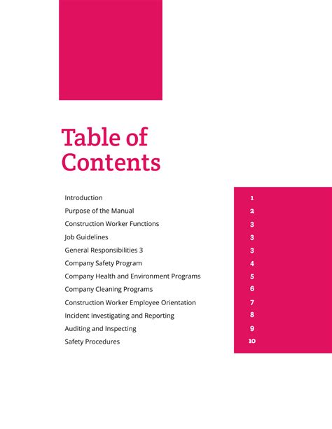 Image result for Table of Contents Template Download