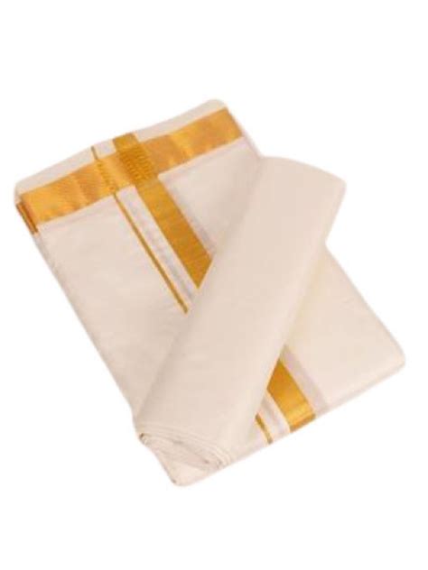 Mens Silk Cream 1 " Dhoti & Shirt Bit Suba Hamsa-Full set view