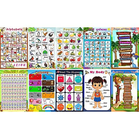 pnf Poster n Frames Numbers|Alphabets|Month|Birds|Colour|Shapes|Fruits ...