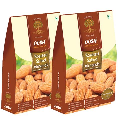 OOSH Roasted Salted Premium California Almond Kernels 250 Grams (500 ...