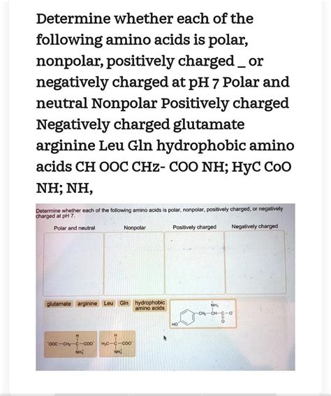 [FREE] Determine whether each of the following amino acids is polar ...
