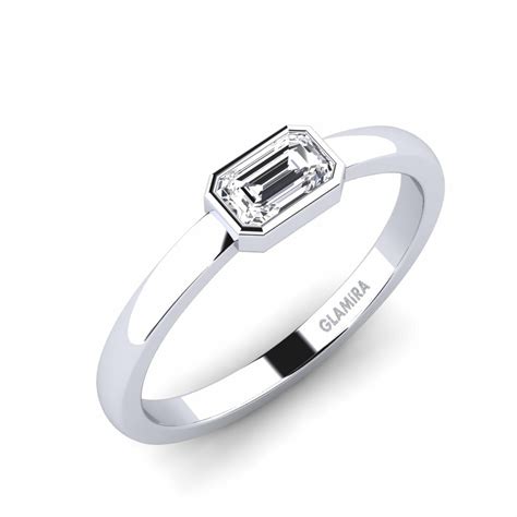 Order Engagement Ring Caninna in Emerald Cut cut 0.4 Carat 14ct White ...