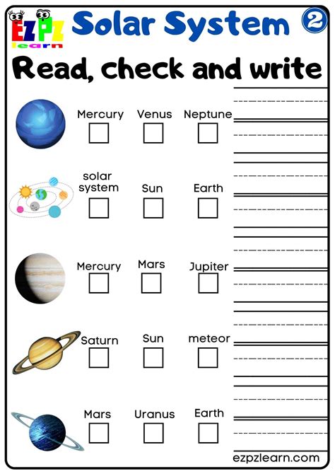 Image result for Worksheet On Solar System