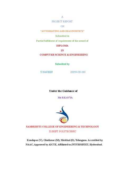 Automating ASD Diagnosis: Project Report for CSE Diploma (180-3) - Studocu
