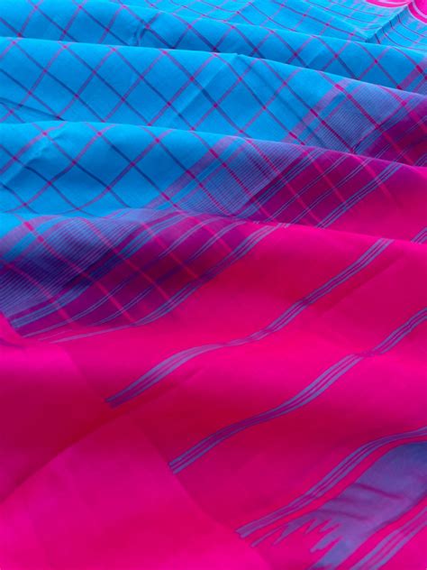 Signature Silk Cotton - sulphate blue and pink – Chettinad Handloom