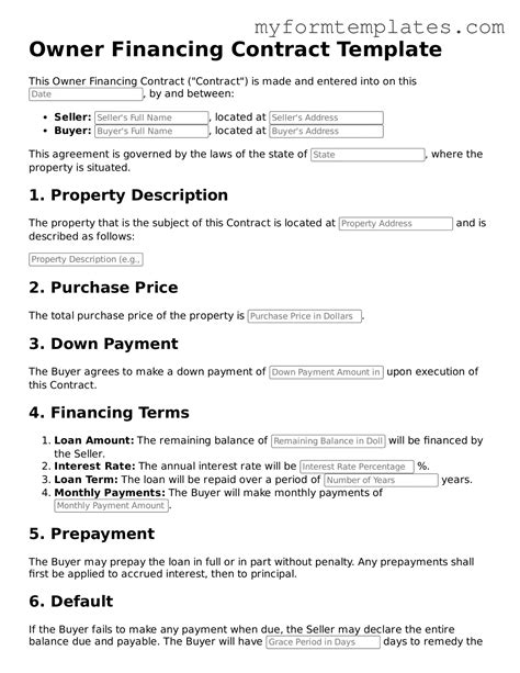 Printable Owner Financing Contract Form — My Form Templates