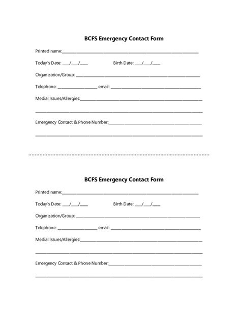 Fillable Online BCFS Emergency Contact Form Fax Email Print - pdfFiller