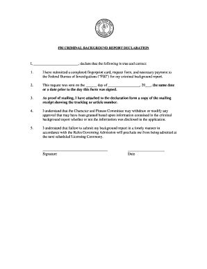 Fillable Online FBI CRIMINAL BACKGROUND REPORT DECLARATION Fax Email ...