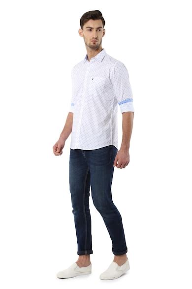 Buy Men White Slim Fit Print Full Sleeves Casual Shirts Online - 211387 ...