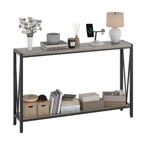 GAOMON Grey Console Table, 42.9" Entryway Table with Storage, 2-Tier ...