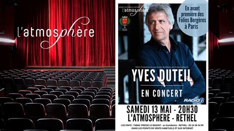 YVES DUTEIL” – Salle L’ATMOSPHÈRE – 13 MAI 2023 à 20h30, L'Atmosphère ...