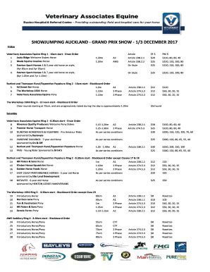 Fillable Online Veterinary Associates Equine Ring 1 - 10am start - Draw ...