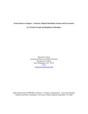 Fillable Online regulation upf From Sources to Impact - ECPR Standing ...