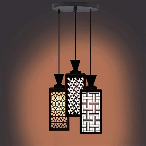 Buy G Gojeeva AC Wood, Plastic, Metal Ceiling Lamp Hanging Light of 3 ...