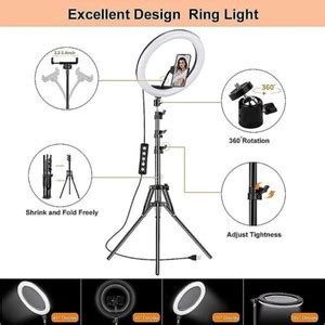 MOTOFLY 10" Selfie LED Light, Phn Holder, 7Ft Long Stand,360'5m long ...