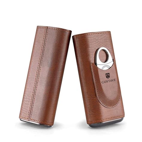 Gustave® Cigar Case, Holds Up to 3 Cigars, Cedar Wood Lining Travel ...