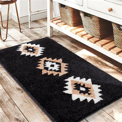 Amazon.com: DEXDE Black Bathroom Rugs Mat 20x32, Aztec Boho Bath Rugs ...
