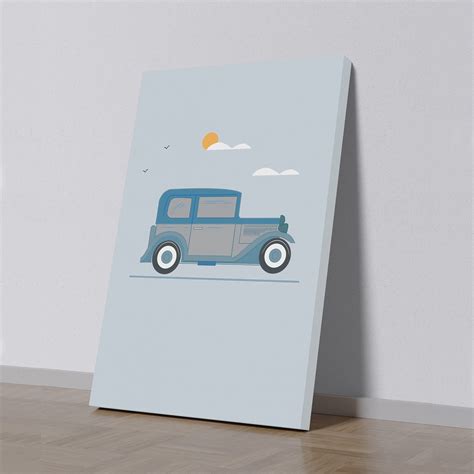 Blue Vintage Car Abstract Canvas Art Printed Wall Painting – Nestroots