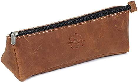 RUSTIC TOWN Leather Pencil Case - Zippered Pen Pencil Pouch for School ...