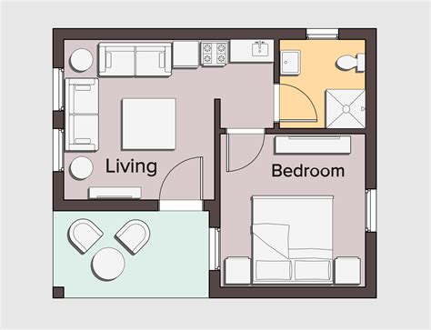 Architectural Floor Plan For One Bedroom Small Home 7193993 Vector Art ...