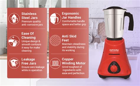Kutchina Omega DLX 500 Hygrade Motor Mixer Grinder 500 Watt with 3 Jars ...
