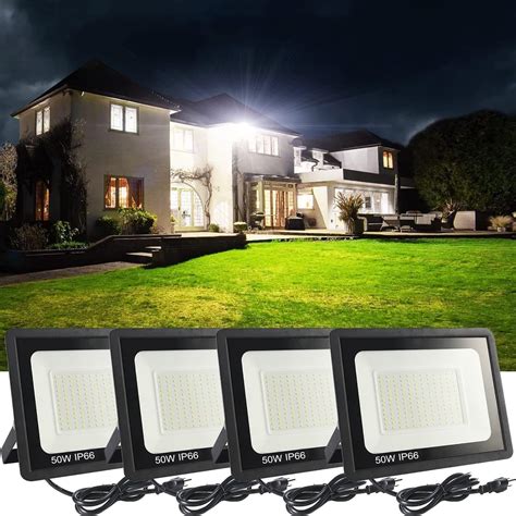 garageangle 4Pack LED Flood Light Outdoor,50W LED Work Light 5500lm ...