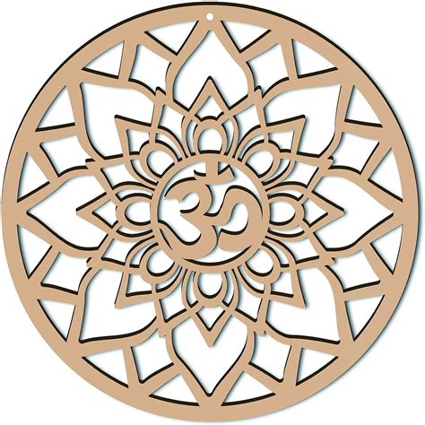 Buy CREATCABIN 12inch Om Lotus Wall Decor Wooden Wall Art Crystal Grid ...