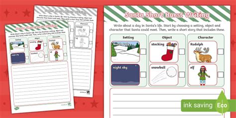 Santa Short Burst Writing Template