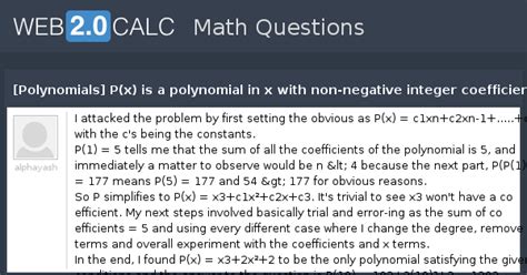 View question - [Polynomials] P(x) is a polynomial in x with non ...