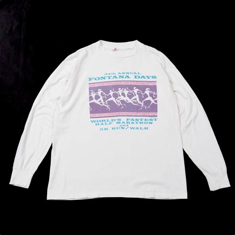 80's FONTANA DAYS RUN l/s T-shirt L /USA | FESTINA LENTE VINTAGE