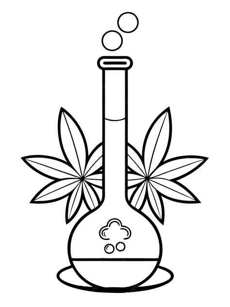 Cannabis Bong coloring book pages for children and adults with vector ...