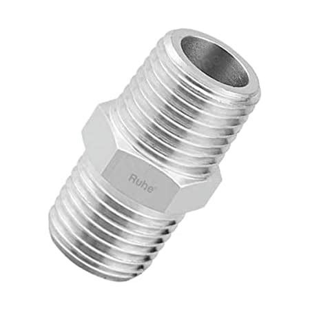 A to Z Hex Nipple 1/2 Inch to 1/2 Inch Male Threaded Brass Chrome ...