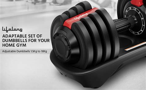Buy Lifelong Adjustable Dumbbell for Home Gym - 1.5kg to 18kg Easy ...