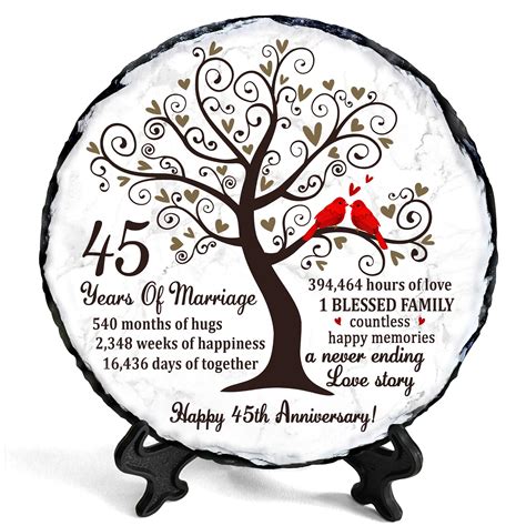Amazon.com: Bozspacer Sapphire Couple Slate Plate- 45th Wedding Gifts ...