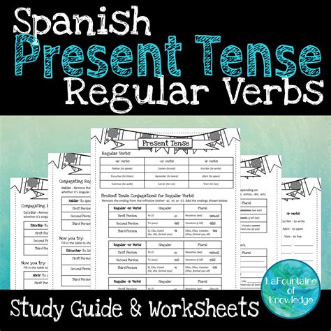 Spanish Present Tense Regular Verbs Conjugation Study Guides and ...