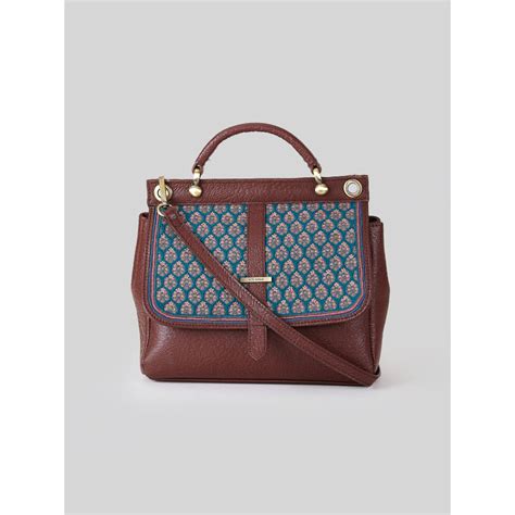 Buy Ritu Kumar Peacock Blue Printed Sling Bag Online