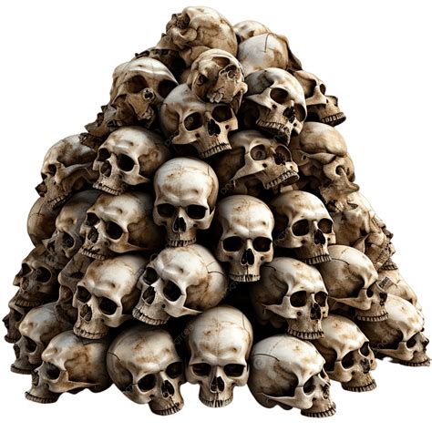 Pile Of Human Skulls Isolated On A White Background, Death, Skull Pile ...