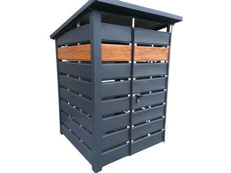 Wiata śmietnikowa 1,5x1,5m Antracyt + jasny orzech - Schowek ogrodowy ...