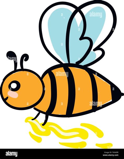 A single honey bee with honey in its comb vector color drawing or ...