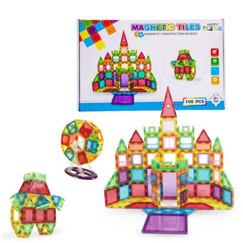 HAPPY HUES® 106 Pieces Magnetic Tile for Kids Ages 3 4 5 6 7 8 10 Boys ...