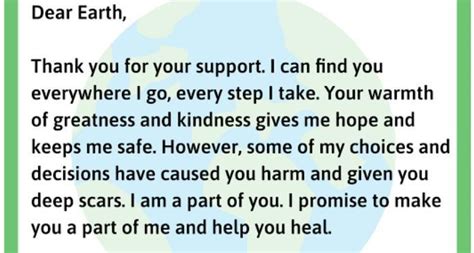 write a letter to the Earth , promising to help heal it - Brainly.in