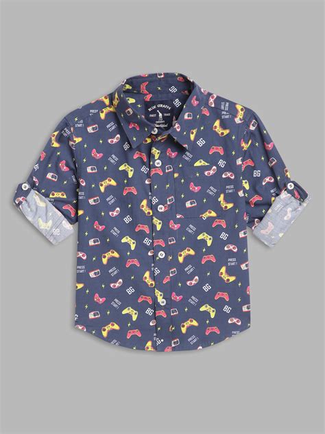 Shop Blue Giraffe Kids Multi Fashion Printed Regular Fit Shirt Online ...