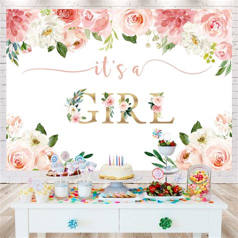 Baby Shower Backdrop for Girl Floral Girls Babyshower Photography ...