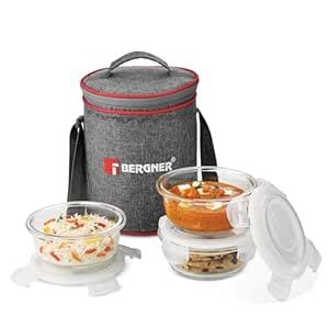 Buy BERGNER Fresh Lunch Premium 3 Pcs Lunch Box Set - Microwave Safe ...