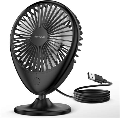 TriPole USB Desk Fan, Quiet USB Fan 3 Speeds Powerful Desk Fan USB Mini ...
