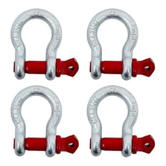 KLD Forged Shackles Bow Shape 3.25T Set of 4 for Connecting Tow Hooks ...