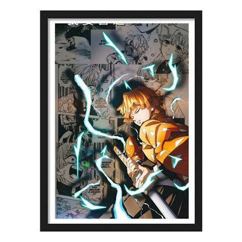YourCanvas | Zenitsu | Manga panel background | Demon Slayer Framed ...